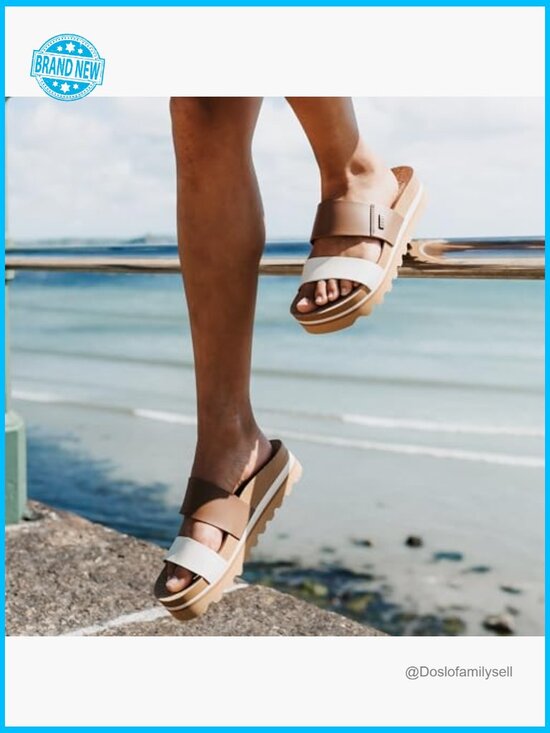 Platform Sandal Slide Chunky Heel Vegan Leather Cushion Comfort Slide On Summer